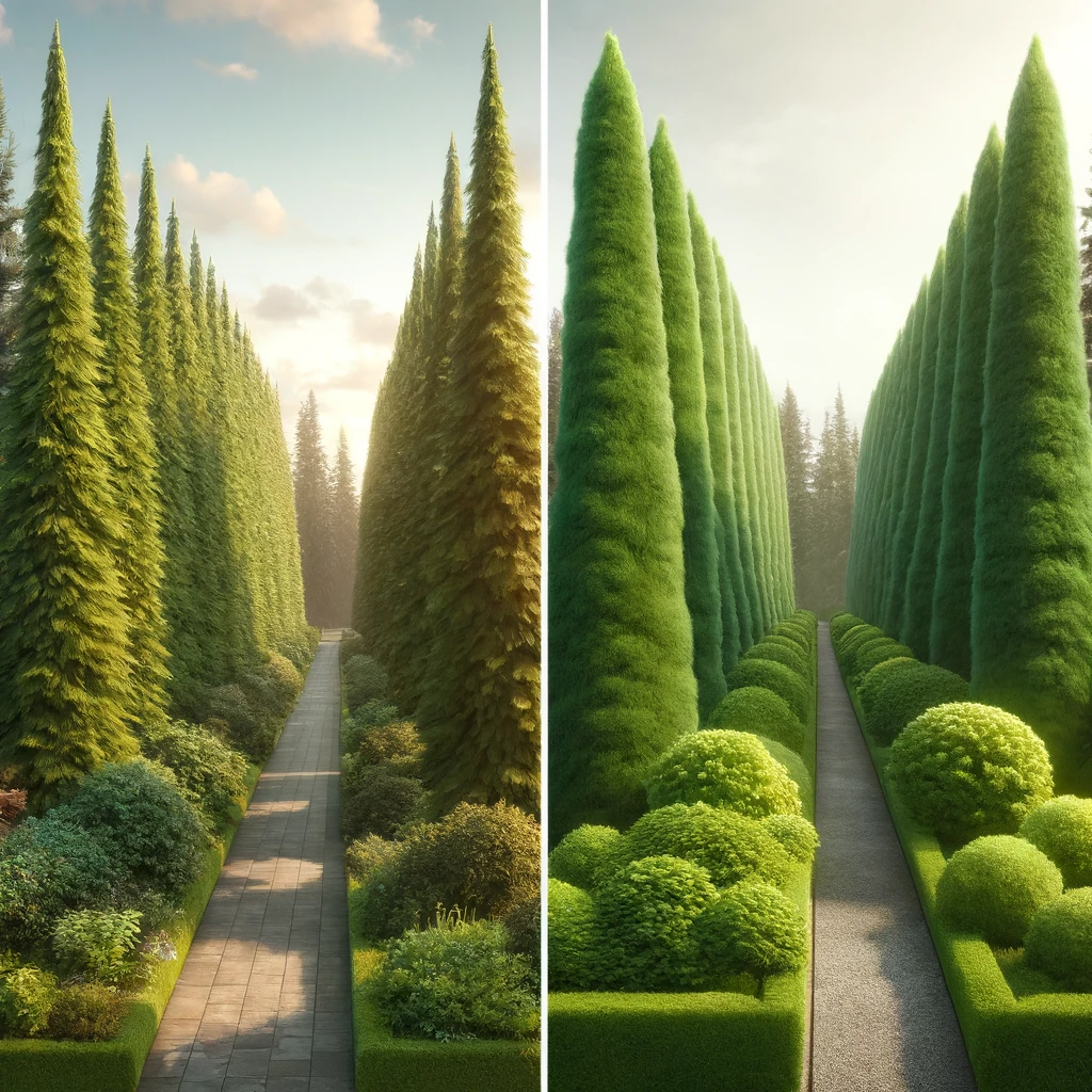 HQ Landscaping DALL·E  04 09 08.40.36 Create a set of two images to accompany a blog post about choosing between Green Giant 